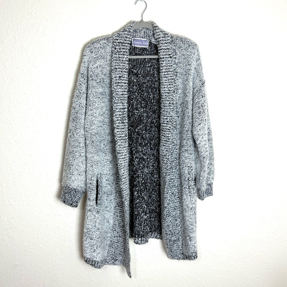 VINTAGE 80's Samantha Starr marled Boucle Knit Cardigan Sweater sz L Women's